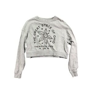 Uscape Apparel Ohio Buckeye State Cropped Sweatshirt Heather Gray Womens XS